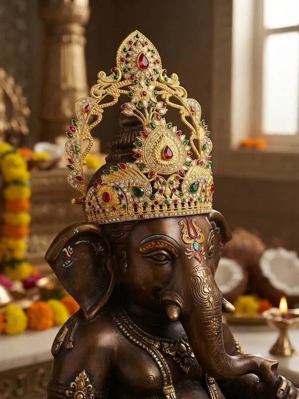 PREUM_GANESH_MUKUT_FOR_SMALL_SIZE_GANESH_IDOL_|_Jewel_Me_Up™__Gold-Plated_Kundan_Stone_Crown_for_Ganesh_Idol_|_Decorative_Mukut_for_Ganpati_Murti_|_Festival_&_Home_Temple_Decoration