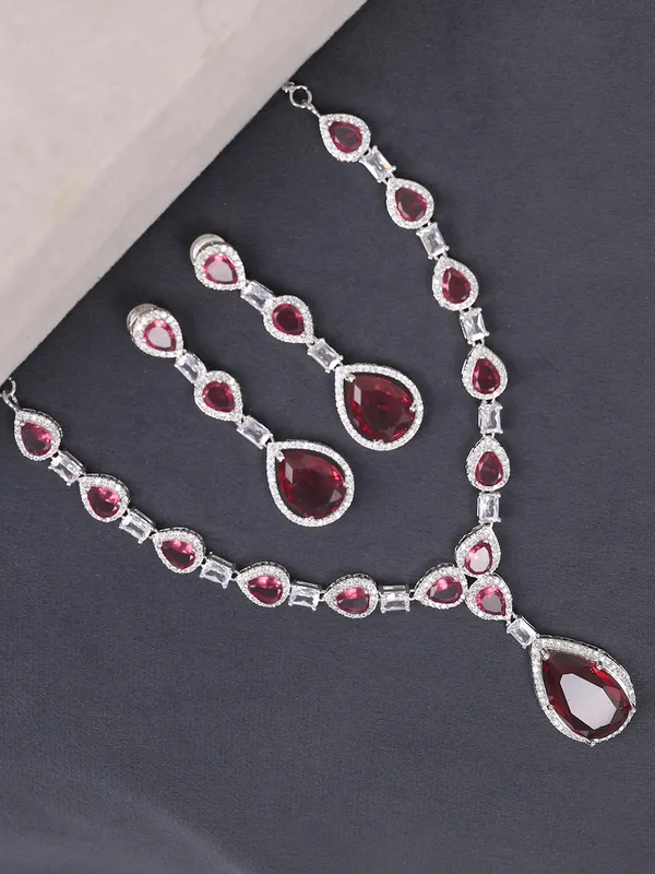 Ruby_Crystal_American_Diamond_Necklace_Set_With_Drop_Earrings_For_Women