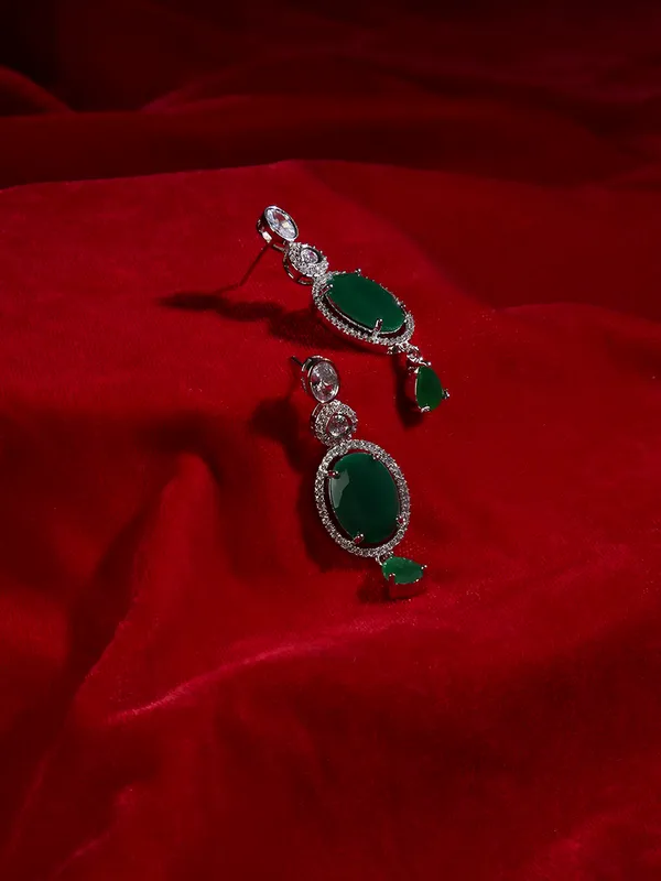 Silver_Polished_Emerald_Green_American_Diamond_Necklace_Set
