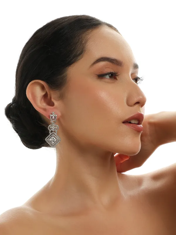 Sparkling_Silver-Plated_American_Diamond_Geometric_Floral_Drop_Earrings
