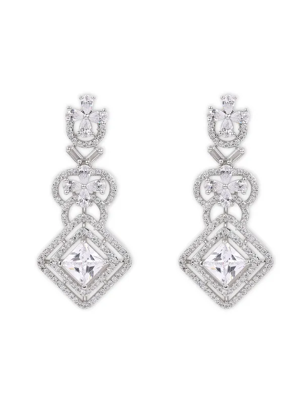 Sparkling_Silver-Plated_American_Diamond_Geometric_Floral_Drop_Earrings