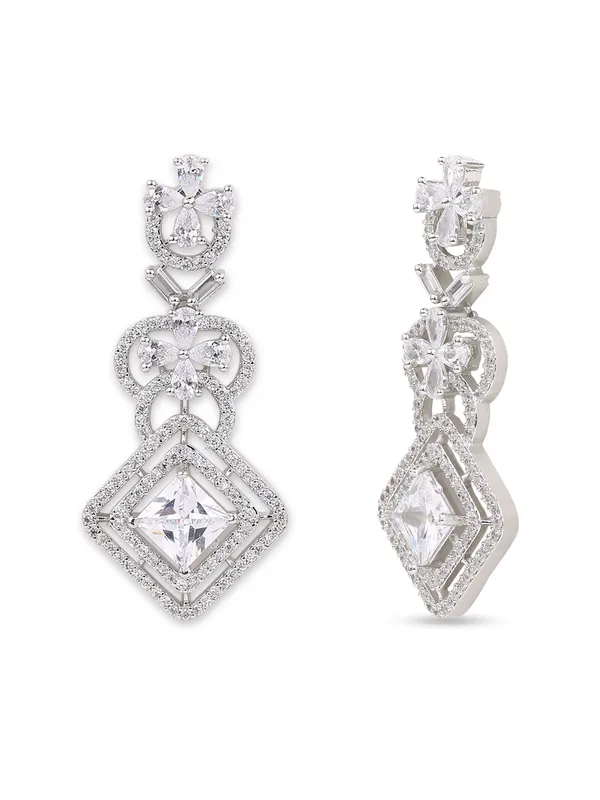 Sparkling_Silver-Plated_American_Diamond_Geometric_Floral_Drop_Earrings