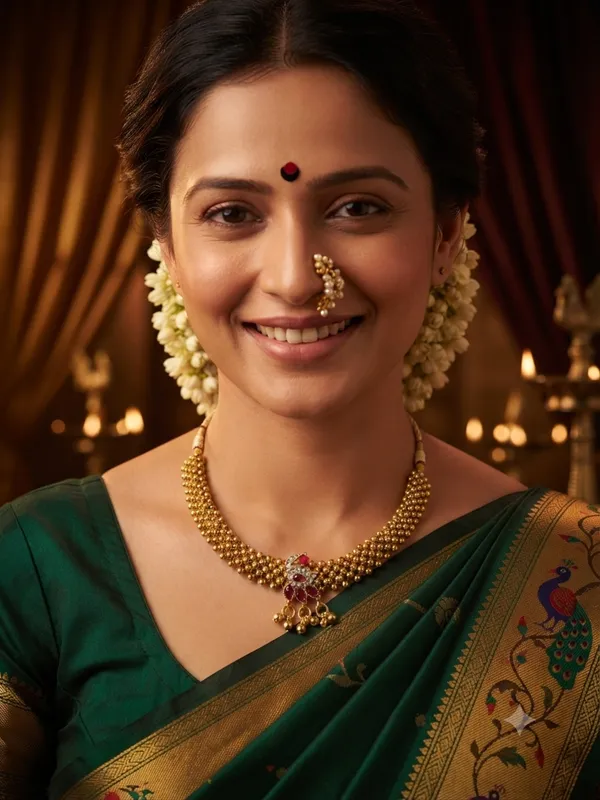 Traditional_Maharashtrian_Gold-Plated_Beaded_Choker_Necklace_with_Peacock_Pendant_|_Ethnic_Necklace_for_Women_|_Wedding_&_Festive_Jewellery