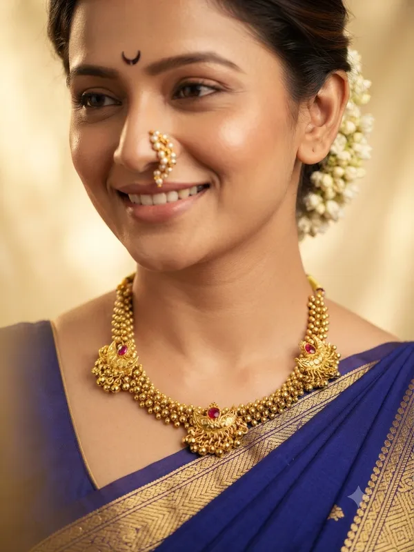 Traditional_Maharashtrian_Gold-Plated_Beaded_Choker_Necklace_with_Triple_PENDAL_CHAAND_Motif_|_Ethnic_Wedding_&_Festive_Jewellery_for_Women