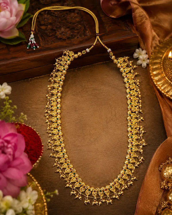 Traditional_Saaj_Necklace_12_Inches_|_Ruby_Green_Stone_Saaj_Jewellery_|_Bridal_Long_Necklace_Set_|_Artificial_Gold_Jewellery