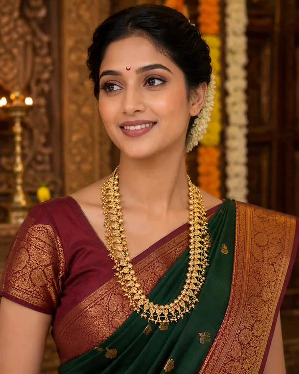 Traditional_Saaj_Necklace_12_Inches_|_Ruby_Green_Stone_Saaj_Jewellery_|_Bridal_Long_Necklace_Set_|_Artificial_Gold_Jewellery