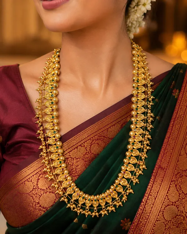 Traditional_Saaj_Necklace_12_Inches_|_Ruby_Green_Stone_Saaj_Jewellery_|_Bridal_Long_Necklace_Set_|_Artificial_Gold_Jewellery