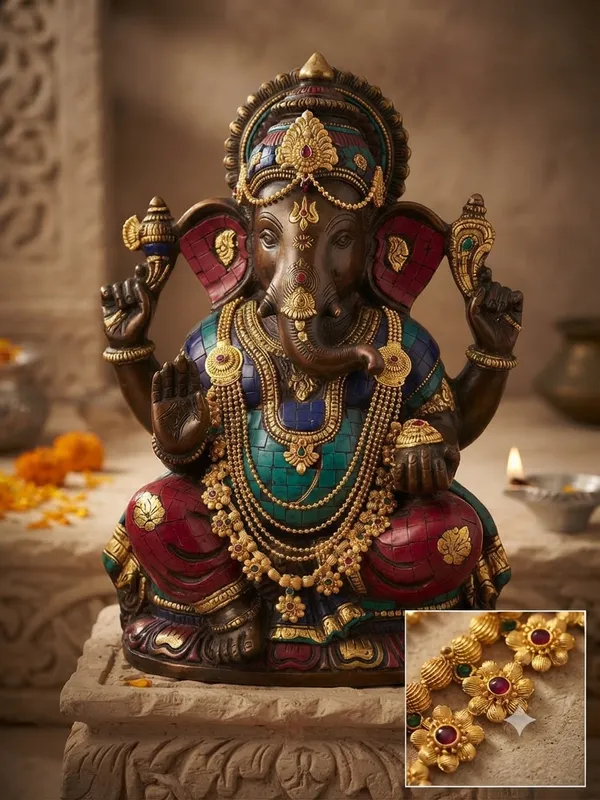 Traditional_Temple_Haar_for_Ganesh_&_Gauri_Idol_|_10_Inch_Decorative_Mala_with_Ruby-Green_Floral_Design_|_Jewellery_for_2-4_Ft_Ganesh_Idols