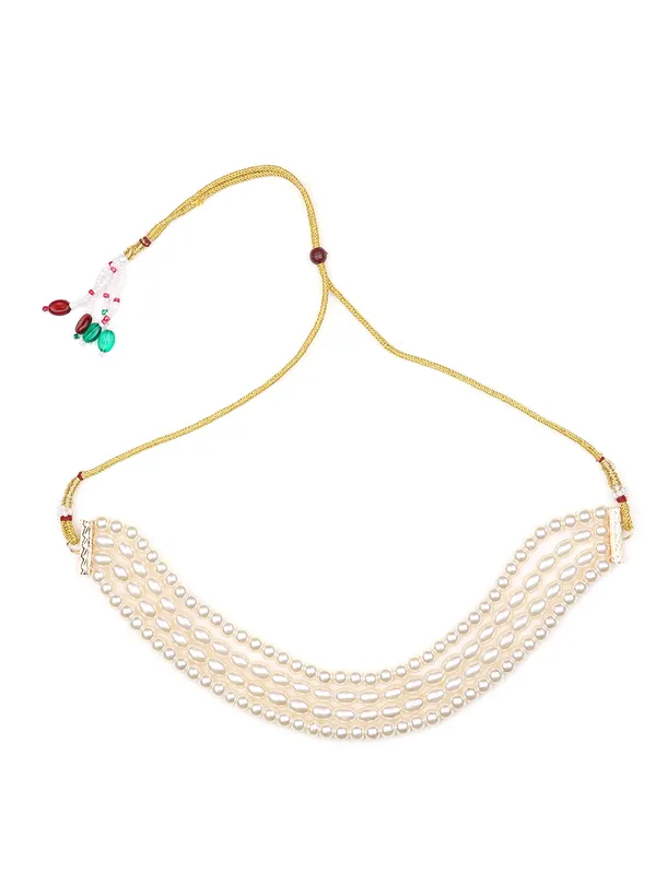 White_4_Layered_Pearl_Choker_Necklace_With_Matching_Drop_Earrings