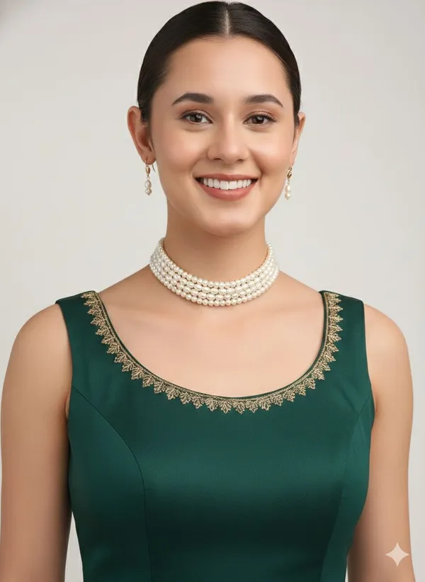 White_4_Layered_Pearl_Choker_Necklace_With_Matching_Drop_Earrings