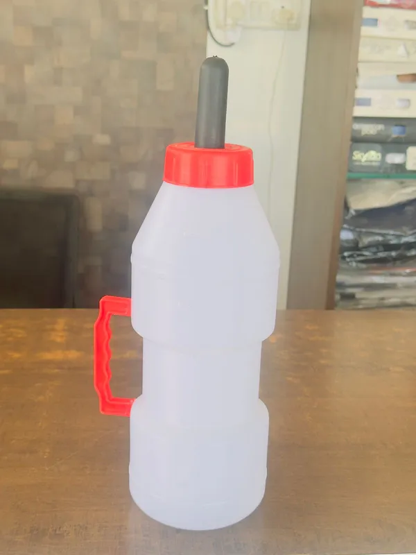 White_&_Red_Plastic_With_Spout_And_Handle_Oil_Dispenser_Bottle