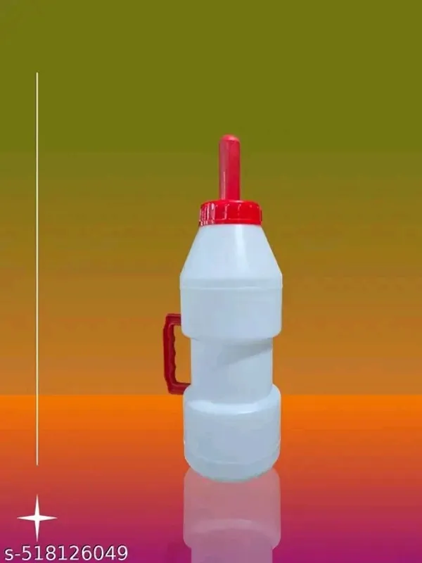 White_&_Red_Plastic_With_Spout_And_Handle_Oil_Dispenser_Bottle
