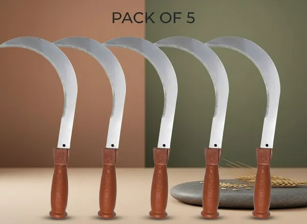 Silver_&_Brown_Stainless_Steel_Wooden_Handle_Harvesting_Sickle_(Pack_Of_5)