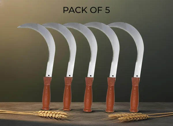 Silver_&_Brown_Stainless_Steel_Wooden_Handle_Harvesting_Sickle_(Pack_Of_5)