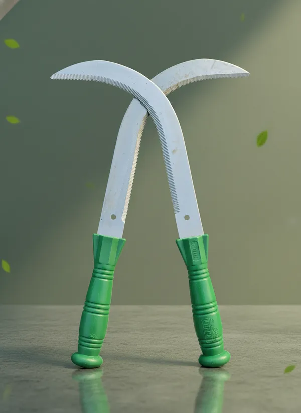 Green_Stainless_Steel_Plastic_Handle_Grass_Cutting_Sickle_(Pack_Of_2)
