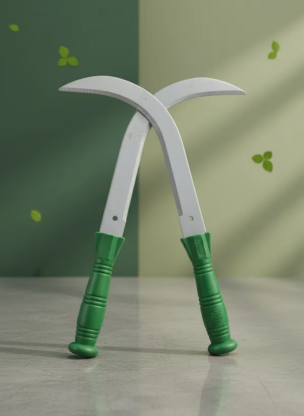 Green_Stainless_Steel_Plastic_Handle_Grass_Cutting_Sickle_(Pack_Of_2)