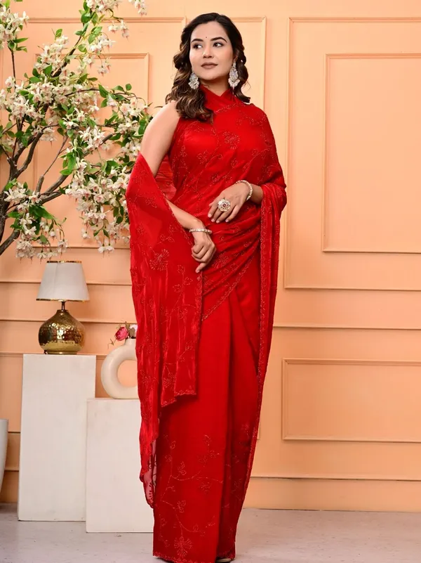 Elegant_Red_Georgette_Saree_With_All_Over_Swarovski_Jaal_Work_Lightweight_Designer_Party_Wedding_Wear_Saree_Red
