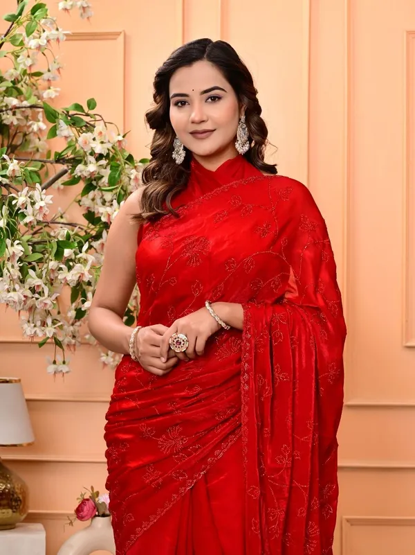 Elegant_Red_Georgette_Saree_With_All_Over_Swarovski_Jaal_Work_Lightweight_Designer_Party_Wedding_Wear_Saree_Red