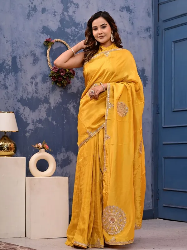 Mustard_Yellow_Kanjipuram_Cosmo_Tissue_Saree_With_Marodi_Kardana_Sequence_Work_Wedding_Haldi_Special_Yellow