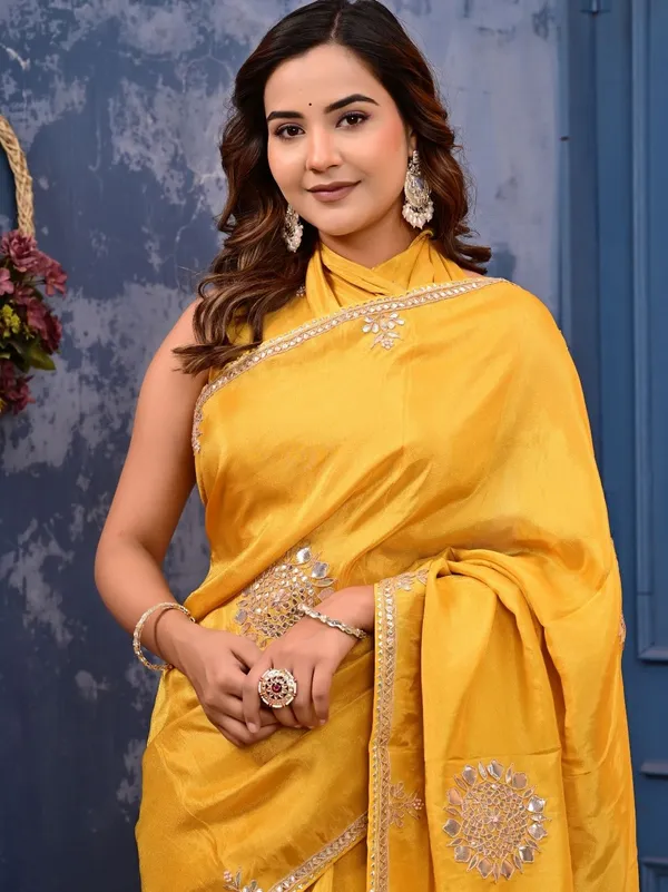 Mustard_Yellow_Kanjipuram_Cosmo_Tissue_Saree_With_Marodi_Kardana_Sequence_Work_Wedding_Haldi_Special_Yellow