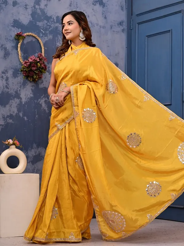 Mustard_Yellow_Kanjipuram_Cosmo_Tissue_Saree_With_Marodi_Kardana_Sequence_Work_Wedding_Haldi_Special_Yellow