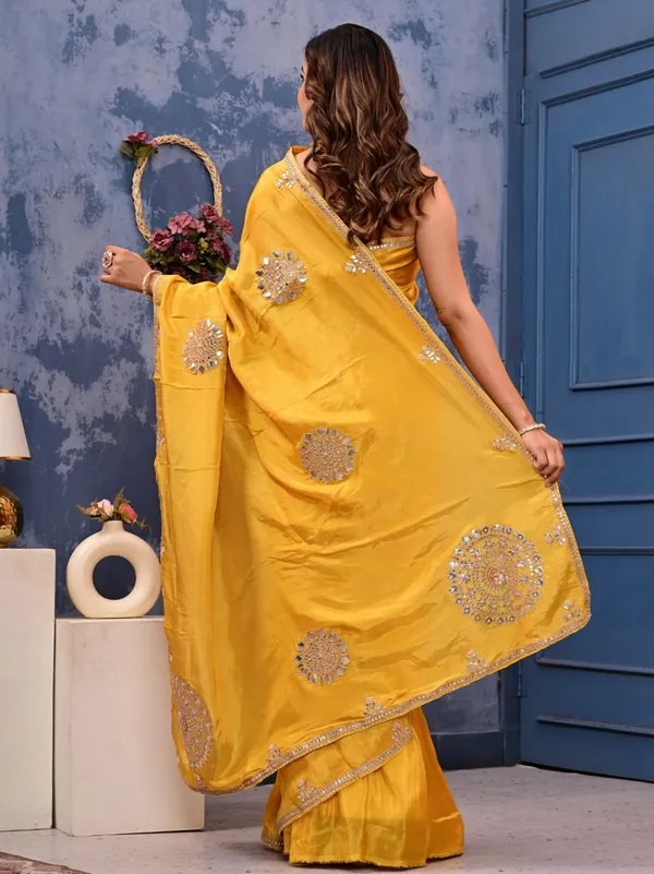 Mustard_Yellow_Kanjipuram_Cosmo_Tissue_Saree_With_Marodi_Kardana_Sequence_Work_Wedding_Haldi_Special_Yellow