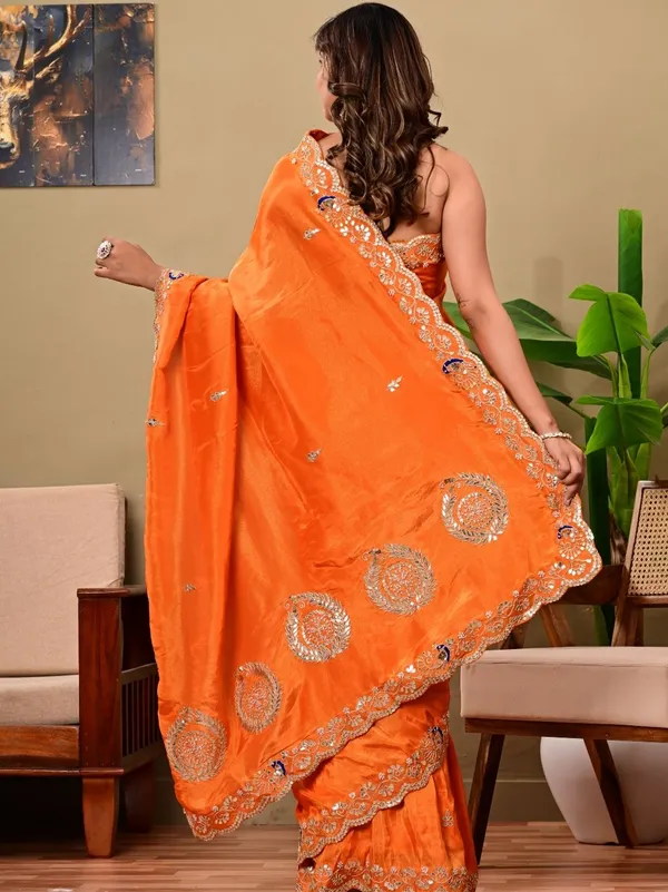 Mustard_Yellow_Kanjipuram_Cosmo_Tissue_Saree_With_Marodi_Kardana_Sequence_Work_Wedding_Haldi_Special_Orange