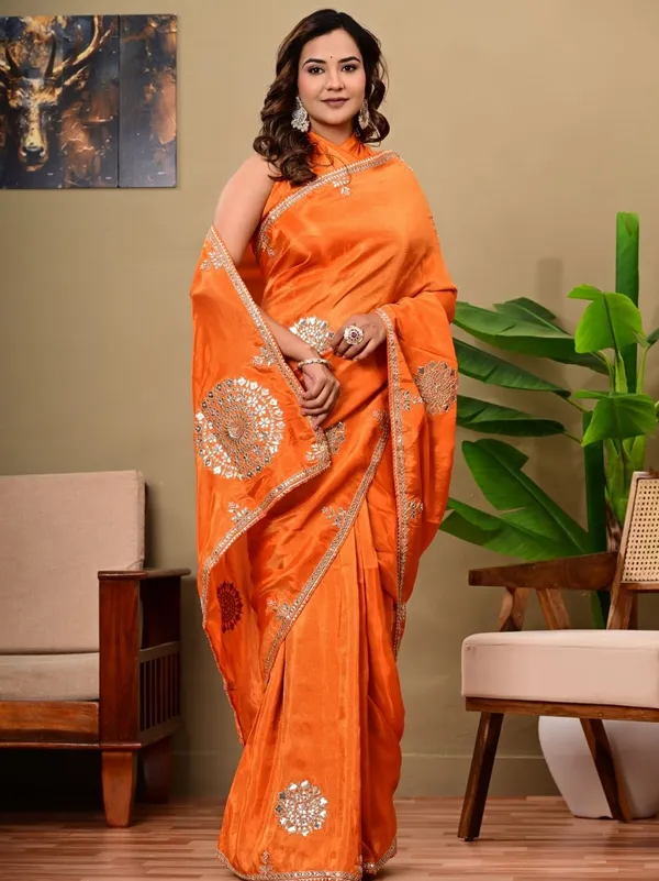 Mustard_Yellow_Kanjipuram_Cosmo_Tissue_Saree_With_Marodi_Kardana_Sequence_Work_Wedding_Haldi_Special_Orange