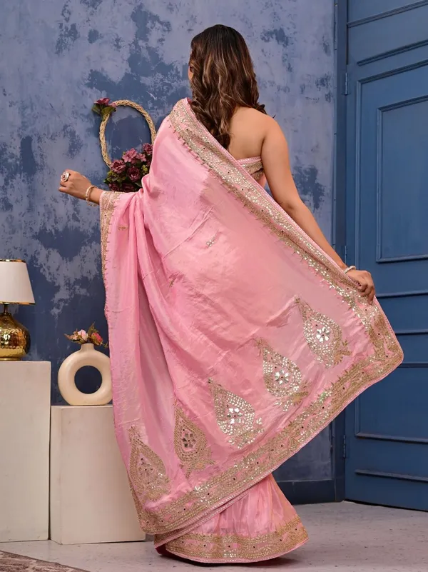 Cosmo_Tissue_Saree_With_Gota_Patti_Zardozi_Pearl_Handwork_Elegant_Designer_Wedding_Festive_Wear_Pink