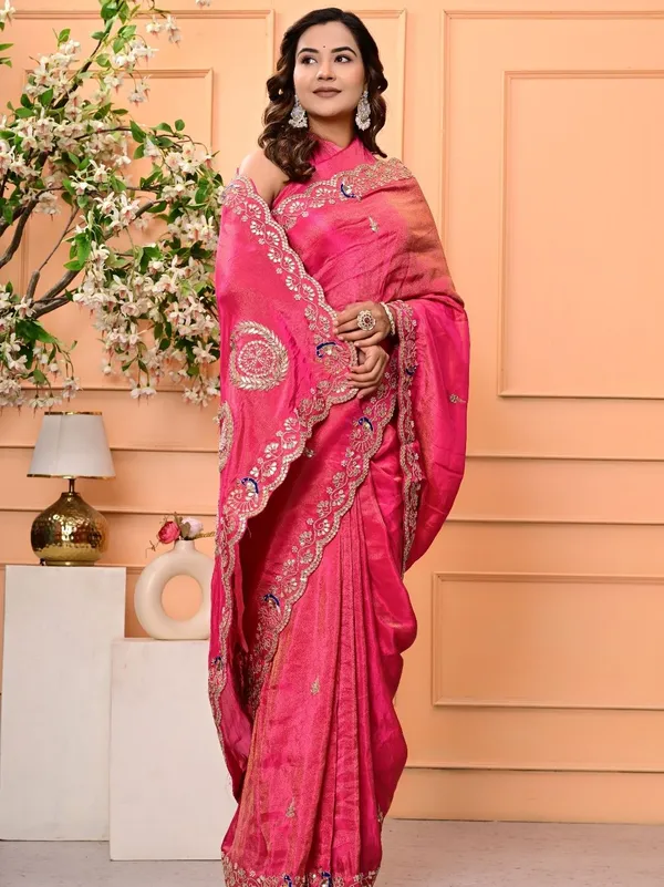 Pink_Pure_H_O_Silk_Saree_With_Gota_Patti_Sequence_Marodi_Work_Designer_Wedding_Festive_Wear_Saree_Red