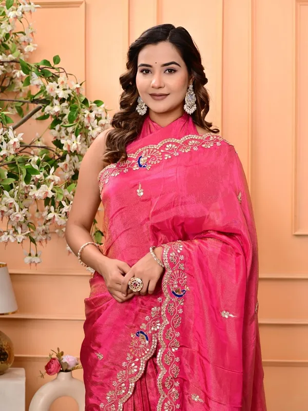Pink_Pure_H_O_Silk_Saree_With_Gota_Patti_Sequence_Marodi_Work_Designer_Wedding_Festive_Wear_Saree_Red