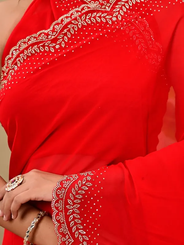 Elegant_Red_Georgette_Saree_With_All_Over_Siroski_Jaal_Work_Wedding_Festive_Wear_Red