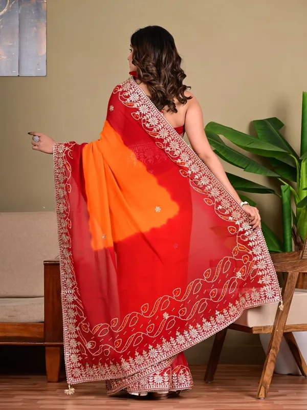 Elegant_Viscose_Bandejh_Saree_With_Piliya_Work_Gota_Patti_Detailing_Festive_Wedding_Wear_Orange