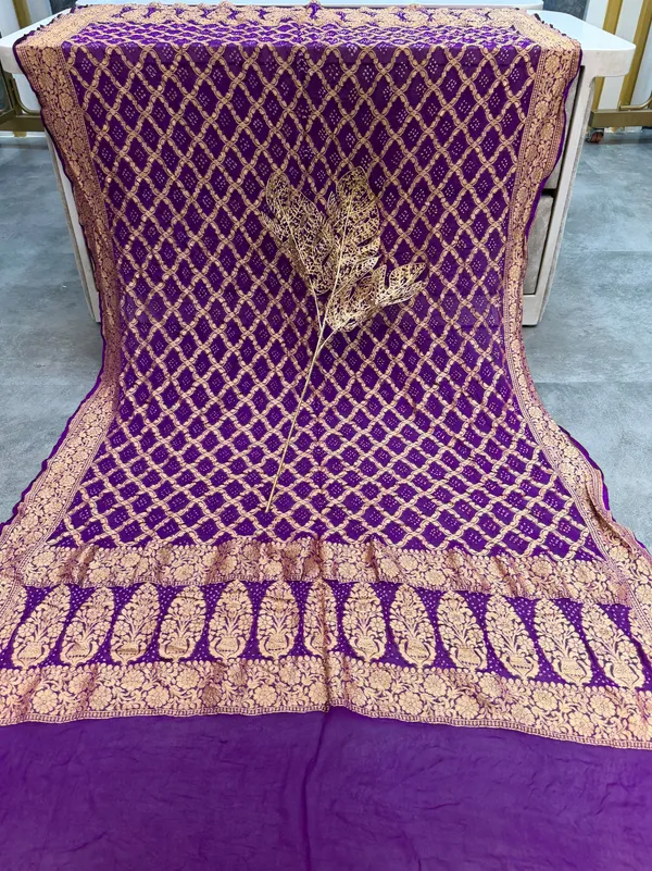 Pure_Khadi_Georgette_Dupatta_With_Rich_Zari_Weaving_Banarasi_Style_Bridal_Festive_Dupatta_Purple