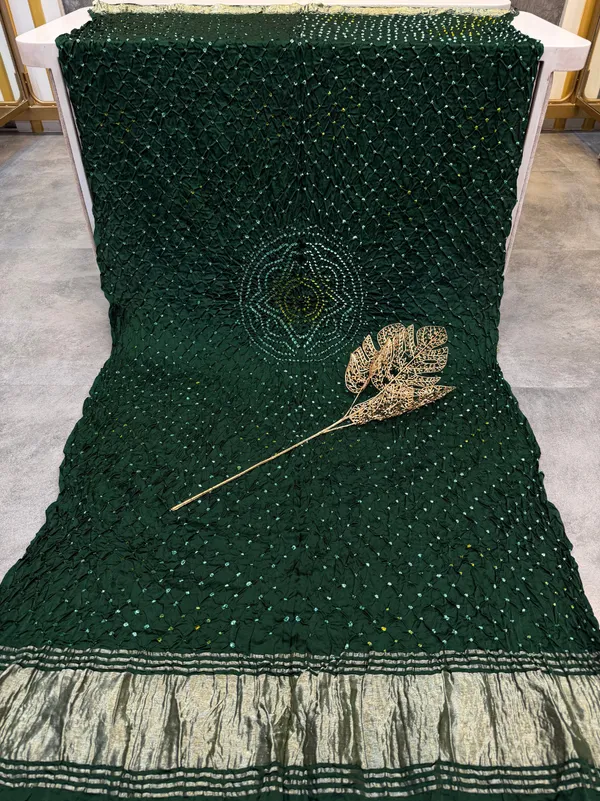 Modal_Gaji_Bandhani_Dupatta_With_Center_Mandala_Design_Soft_Festive_Wear_Dupatta_Green