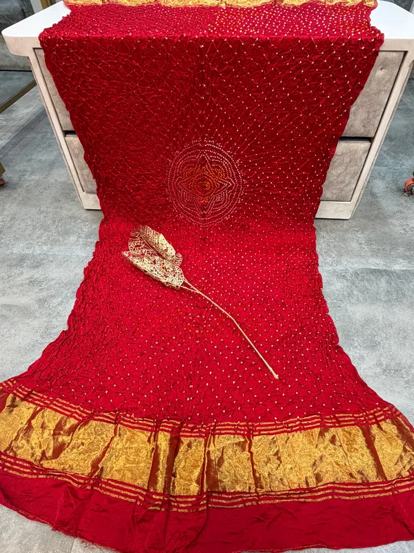 Modal_Gaji_Bandhani_Dupatta_With_Center_Mandala_Design_Soft_Festive_Wear_Dupatta_Red