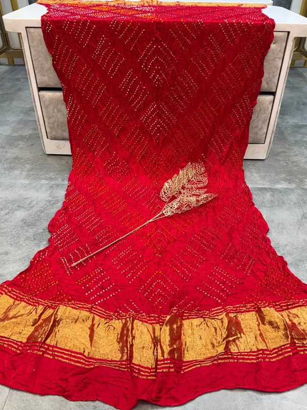 Modal_Gaji_Bandhani_Dupatta_With_Dotted_Pattern_Soft_Ethnic_Wear_Dupatta_Red