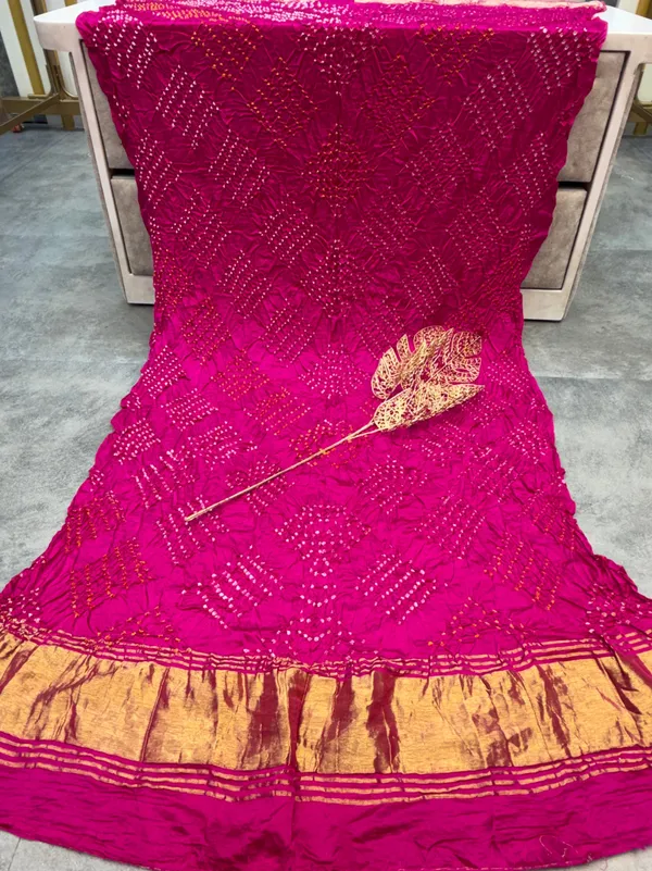 Modal_Gaji_Bandhani_Dupatta_With_Dotted_Pattern_Soft_Ethnic_Wear_Dupatta_Rani_Shade