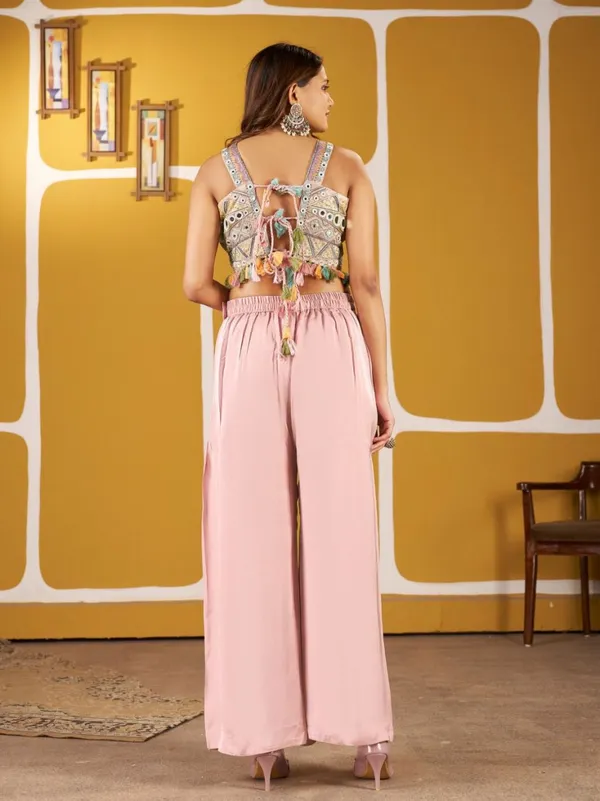 Pink_Dola_Silk_Plazo_Set_With_Heavy_Mirror_Work_Top_Festive_Indo_Western_Outfit_Pink