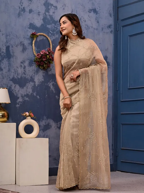 Gold_Cocktail_Saree_With_All_Over_Siroski_Work_Designer_Reception_Engagement_Party_Wear_Saree_Floral_Work