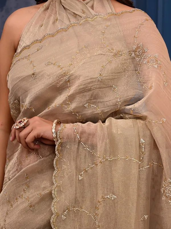 Gold_Cocktail_Saree_With_All_Over_Siroski_Work_Designer_Reception_Engagement_Party_Wear_Saree_Floral_Work