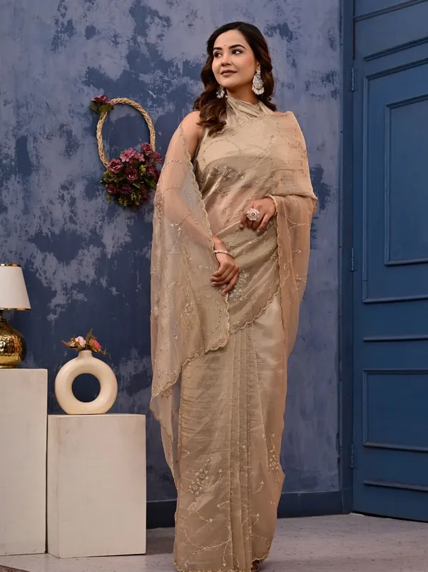 Gold_Cocktail_Saree_With_All_Over_Siroski_Work_Designer_Reception_Engagement_Party_Wear_Saree_Floral_Work