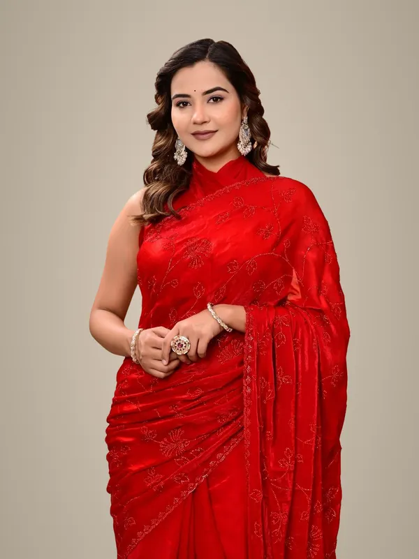Elegant_Red_Georgette_Saree_With_All_Over_Swarovski_Jaal_Work_Lightweight_Designer_Party_Wedding_Wear_Saree_Red