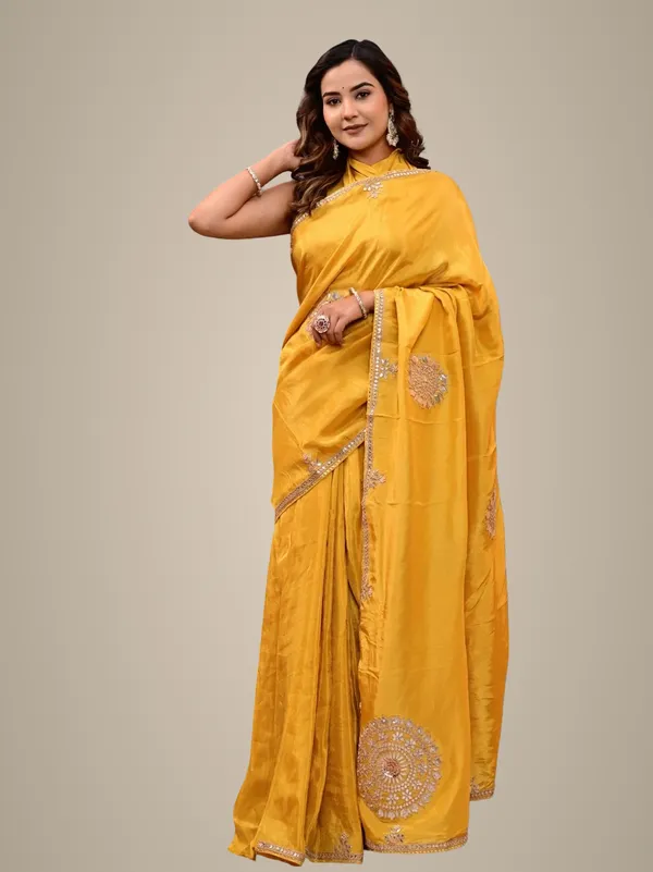 Mustard_Yellow_Kanjipuram_Cosmo_Tissue_Saree_With_Marodi_Kardana_Sequence_Work_Wedding_Haldi_Special_Yellow