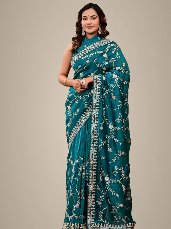Premium_Teal_Green_Pure_H_O_Silk_Saree_With_Gotta_Patti_Sequence_Marodi_Work_Wedding_Festive_Wear_Blue