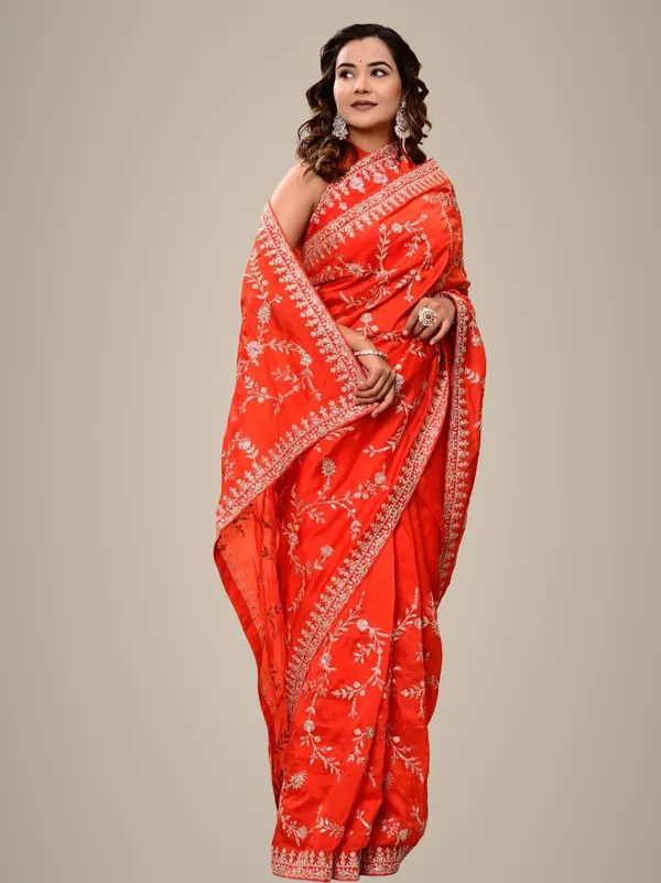 Premium_Teal_Green_Pure_H_O_Silk_Saree_With_Gotta_Patti_Sequence_Marodi_Work_Wedding_Festive_Wear_Orange