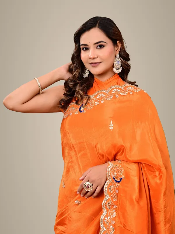 Pink_Pure_H_O_Silk_Saree_With_Gota_Patti_Sequence_Marodi_Work_Designer_Wedding_Festive_Wear_Saree_Orange