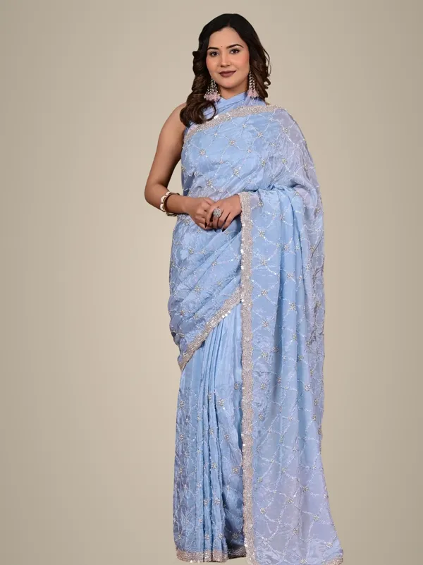 Premium_Upada_Fancy_Saree_With_Parle_Sequins_Cut_Work_Border_Elegant_Party_Festive_Wear_Saree_Blue