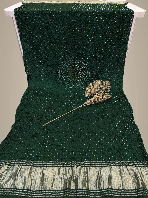 Modal_Gaji_Bandhani_Dupatta_With_Center_Mandala_Design_Soft_Festive_Wear_Dupatta_Green