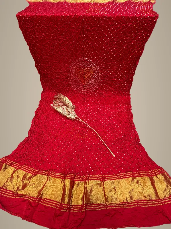 Modal_Gaji_Bandhani_Dupatta_With_Center_Mandala_Design_Soft_Festive_Wear_Dupatta_Red